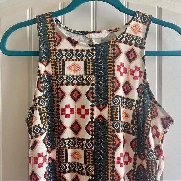 H&M White Orange Green Aztec Print Racerback Skater Midi Dress; SZ M; NWOT - Picture 4 of 8